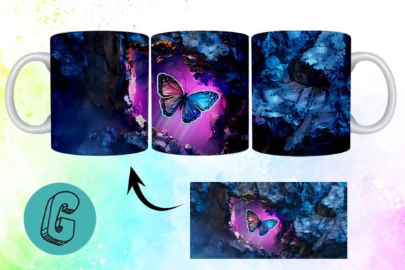 3D Fantasy Butterfly Mug Wrap Break 20: High-Quality Digital Download