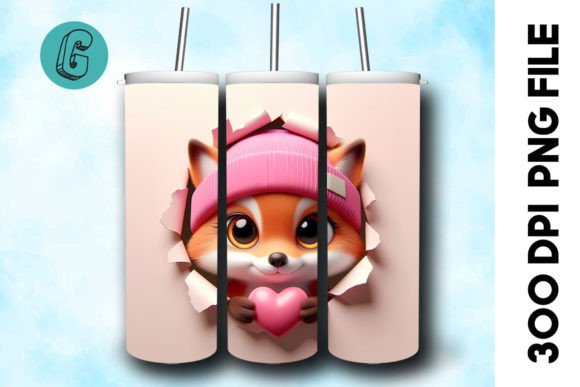 3D Fox Valentine Tumbler Wrap (22) for Your Creative Projects