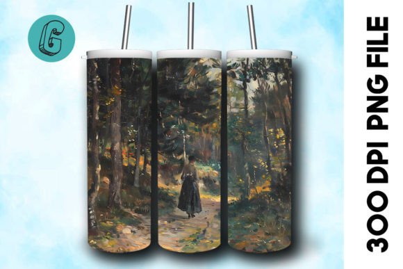 3D Oil Paint Forest Tumbler Wrap: A Creative Design Asset