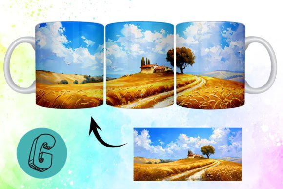 3D Oil Paint Landscape Mug Wrap 08