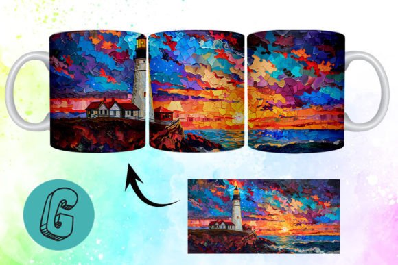 3D Oil Paint Lighthouse Mug Wrap: A Creative Download