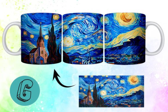3D Oil Paint Starry Night Mug Wrap 10