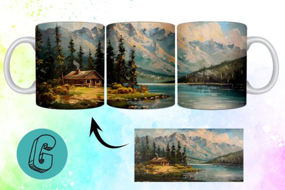 3D Oil Paint Vintage Sence Mug Wrap 15
