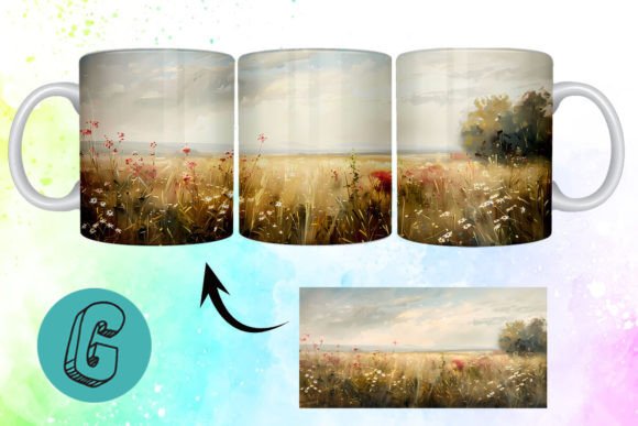 3D Oil Paint Wildflowers Mug Wrap 13