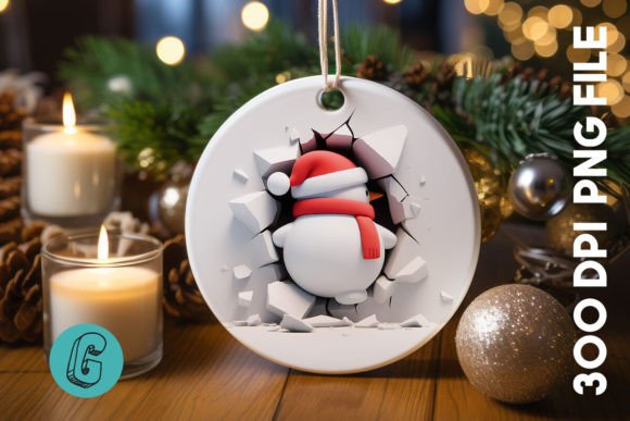 3D Snowman Break Wall Ornament PNG (43)