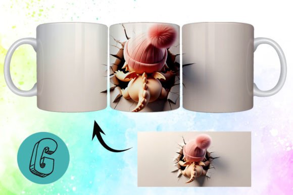 3D Valentine Dragon Mug Wrap: A Creative Design Asset