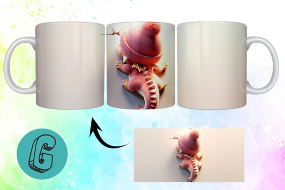 3D Valentine Dragon Mug Wrap Design for Creative Projects