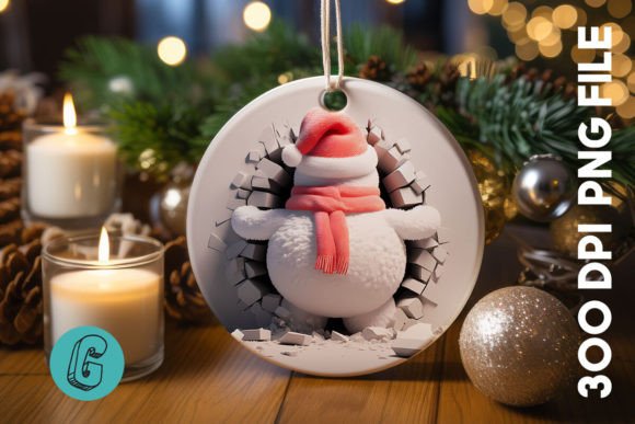 Create Festive Magic with a 3D Snowman Break Wall Ornament PNG