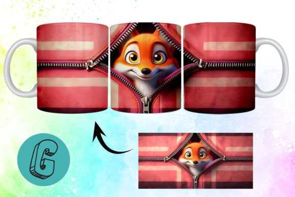 Valentine Cute Fox 3D Mug Wrap: A Charming Design Asset