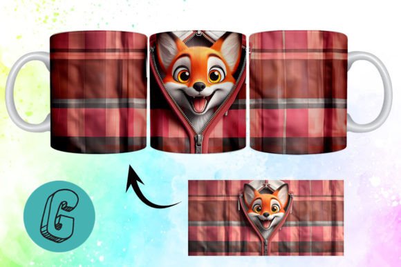 Valentine Cute Fox 3D Mug Wrap: Creative Digital Download