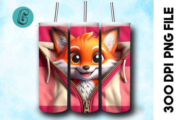 Valentine Cute Fox 3D Tumbler Wrap