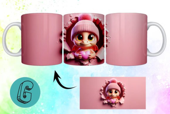 Valentine Dragon 3D Mug Wrap: Creative Design Download