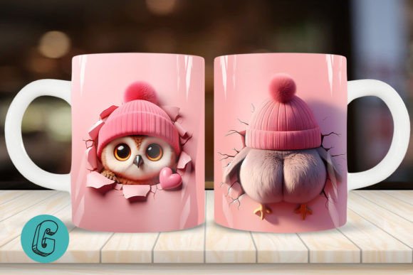 Valentine Owl 3D Mug Wrap: Perfect for Creative Projects