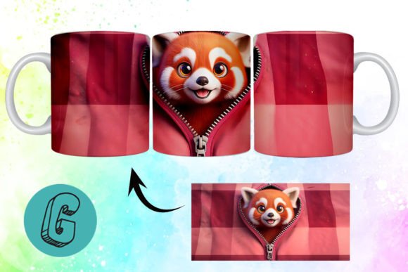 Valentine Red Panda 3D Mug Wrap (02) for Creative Projects
