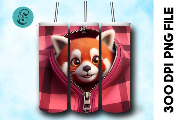 Valentine Red Panda 3D Tumbler Wrap