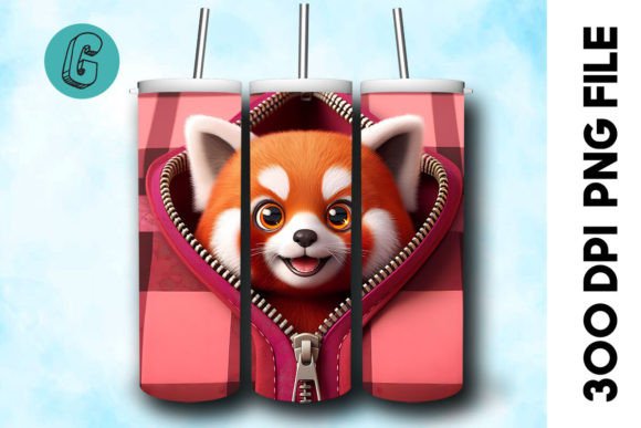 Valentine Red Panda 3D Tumbler Wrap: A Charming Design Asset
