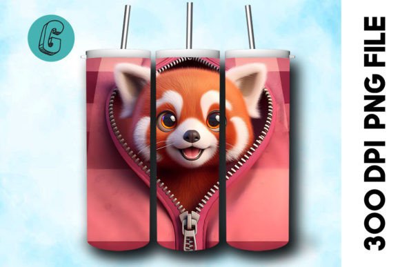 Valentine Red Panda 3D Tumbler Wrap: A Charming Design Asset