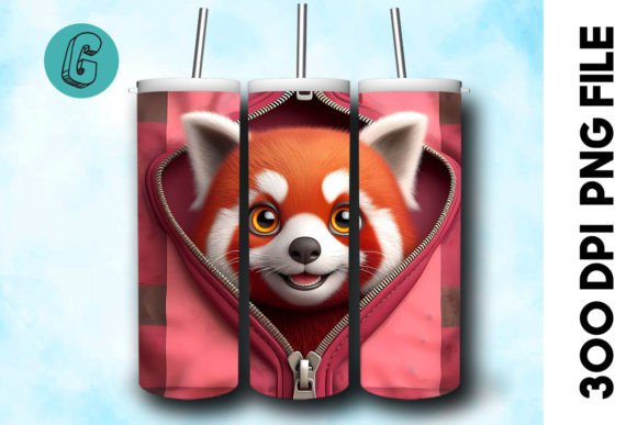 Valentine Red Panda 3D Tumbler Wrap: A Delightful Design Asset