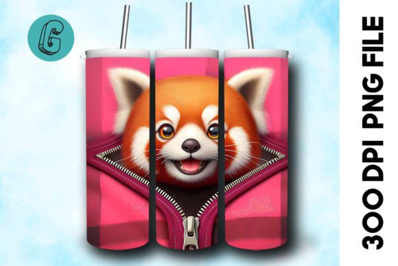 Valentine Red Panda 3D Tumbler Wrap: Charming Design Asset