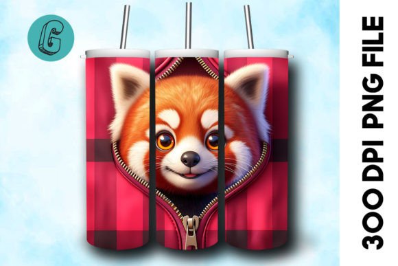Valentine Red Panda 3D Tumbler Wrap: Charming Digital Art