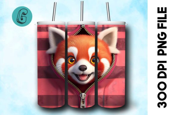Valentine Red Panda 3D Tumbler Wrap for Creative Projects